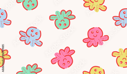 Cute octopus pattern background vector design