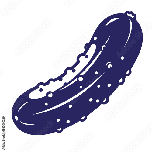 A blue illustration of a pickle with bumps on its surface  isolated on white background