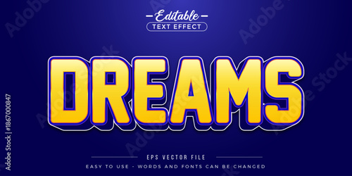 Yellow dreams text, editable text effect.