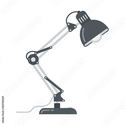 A classic adjustable desk lamp with a flexible arm and a conical shade, casting light for study or work