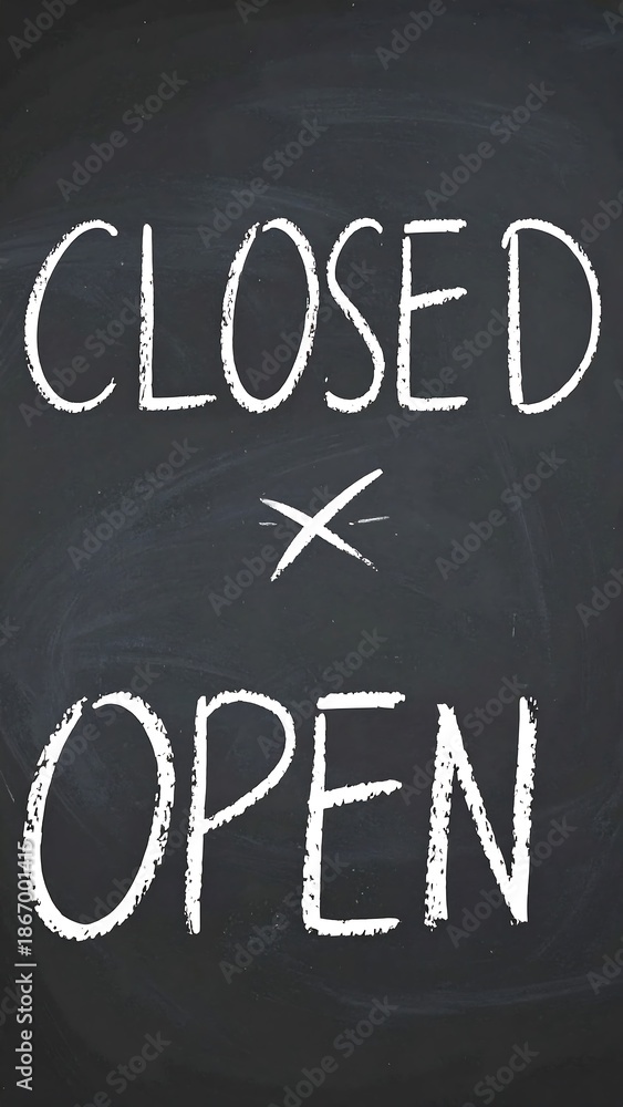 Fototapeta premium Chalkboard sign, closed/open