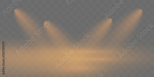 Golden Glowing Light Beams in Dark Atmosphere