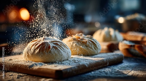 Warm Moody Close up Raw Dough Preparation on Wooden Board