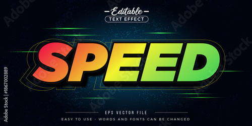 Neon speed text, editable text effect.