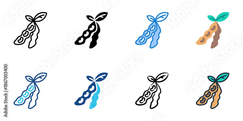 Soybeans icons set multiple style collection. Editable stroke 
