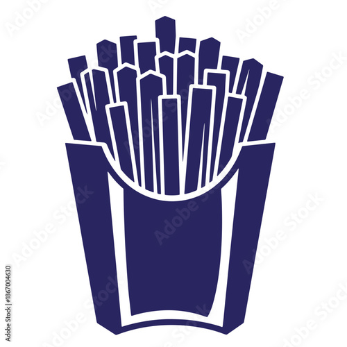 French fries in a container  a serving of crispy fried potato sticks in a box  food illustration