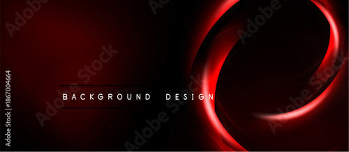 Abstract red design. Dynamic curves create flowing lines, modern aesthetic. Dark background emphasizes bright elements. Text reads background design.
