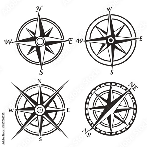 Collection of compass rose designs