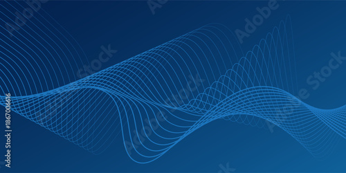 Blue background wavy metal pattern presentation template. Art