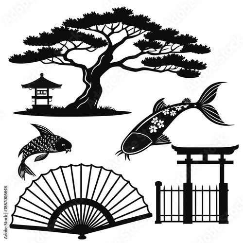 Japanese cultural silhouettes