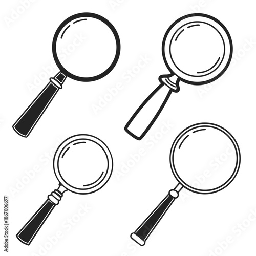 Four magnifying glasses
