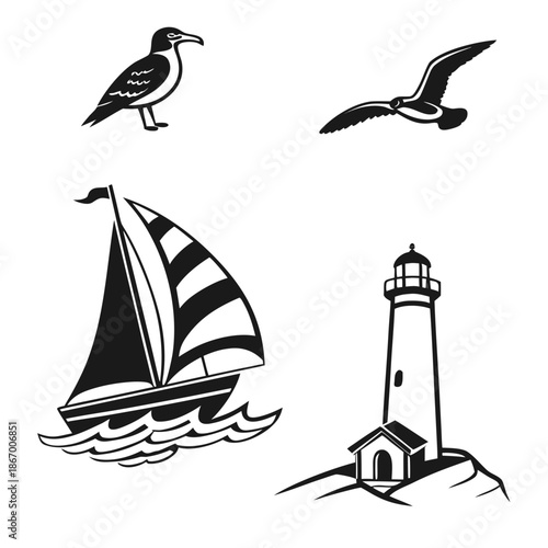 Nautical and bird illustrations