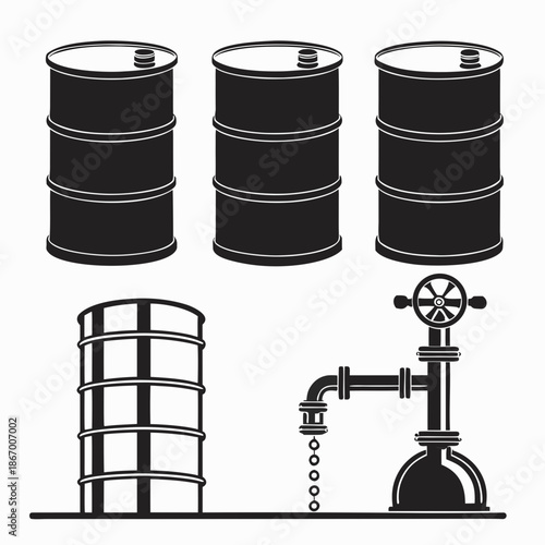 Industrial oil barrels and equipment