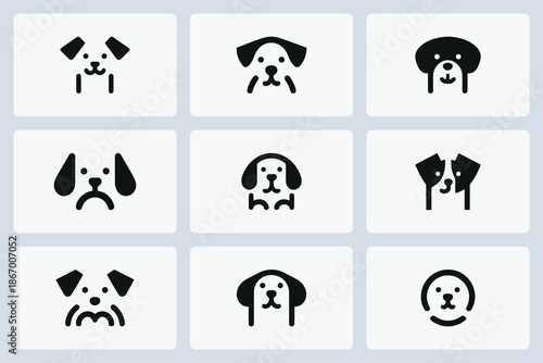 Bold Cute Dog Icon Set for Branding and Digital Use