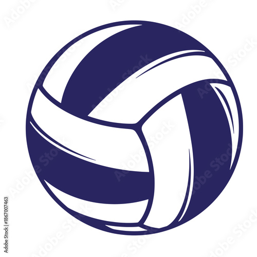 navy blue and white volleyball ball icon for sports and games  athletic equipment