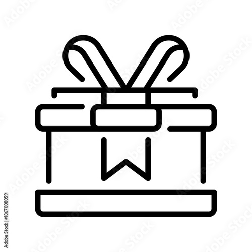 Gift Box Line Icon, Outline Symbol for Present Package, Surprise Item, Holiday Donation, Birthday Offer, and Celebration Wrap. Vector Sign Icon.