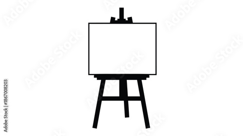 A simple black silhouette of an artist s easel with a blank canvas silhouette
