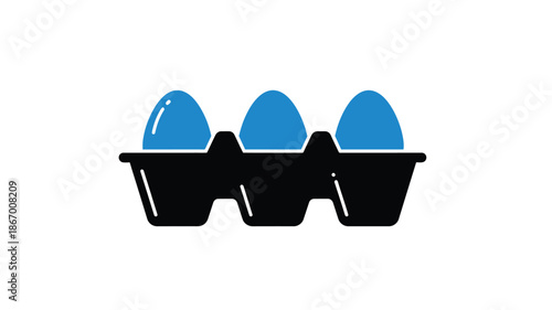 Blue eggs resting in a black carton a striking silhouette
