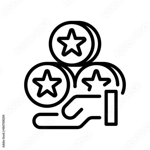 Loyalty Points Line Icon, Outline Symbol for Customer Retention, Score Accumulation, Reward Program, Credit Balance, and User Value. Vector Sign Icon.