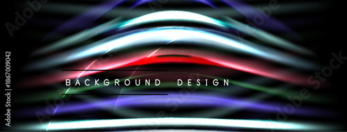 Abstract dynamic lines create vibrant energy. Dark background emphasizes bright streaks, modern design element.