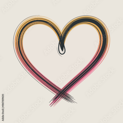 Heart shape with bleeding effect illustration.