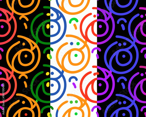 Vibrant swirling patterns in colorful gradient design elements