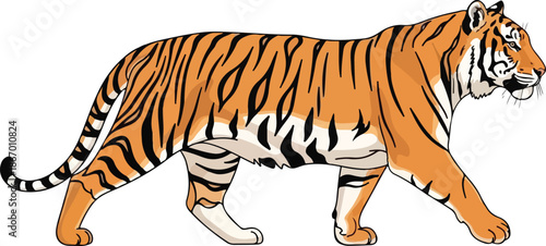 Majestic Tiger Silhouette A Striking Vector Illustration on a White Background