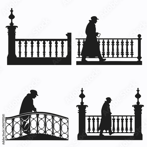 Silhouettes on balconies