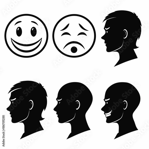 Silhouettes of emotional faces