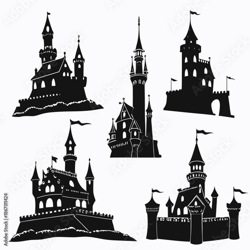 Collection of castle silhouettes