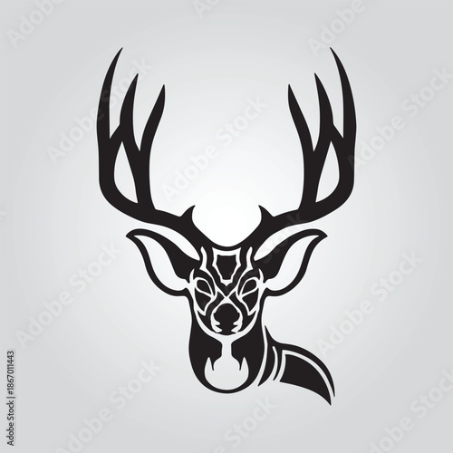 whitetail head antlers Silhouette vector design decal