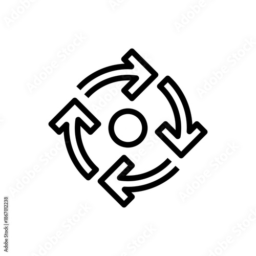 Iteration Cycle Line Icon, Outline Symbol for Process Repetition, Continuous Improvement, Development Loop, Refinement Stage, and Evolutionary Steps. Vector Sign Icon.