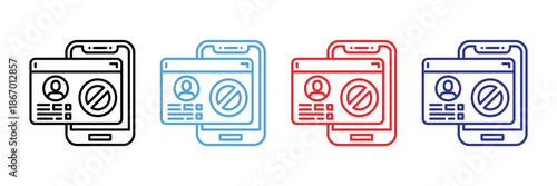 Vector illustration icon colorful icons of mobile phones with no photography allowed on set icon isolated on