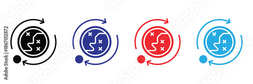 Vector illustration icon collection of four colorful circular arrow icons in black, blue, red, and light blue on set icon isolated on