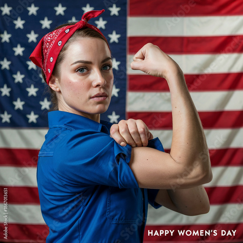 Strong Woman Empowerment USA Concept