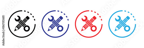 Vector illustration icon colorful wrench and screwdriver icons in circle isolated on for repair and maintenance concepts set icon isolated on