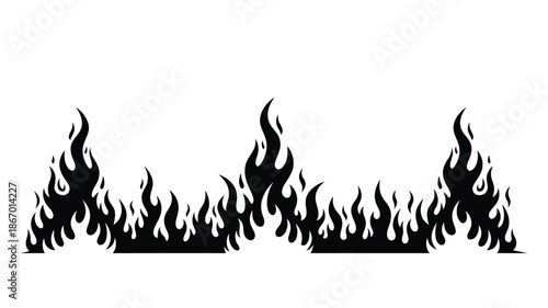 Dramatic black flames forming a fiery landscape a bold graphic silhouette