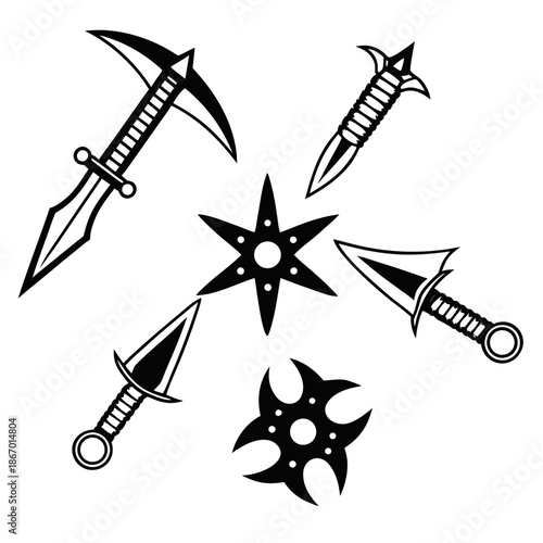 Assorted throwing weapons