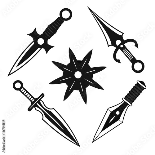 Collection of martial arts weapons