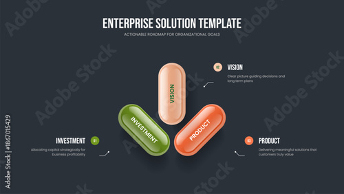 Service Innovation Slide Layout Vector Illustration. Consulting Review Three Element Infographic Slideshow Design. Product Development 3 Option Diagram Presentation Template.