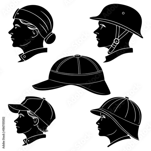 Silhouettes of different hats