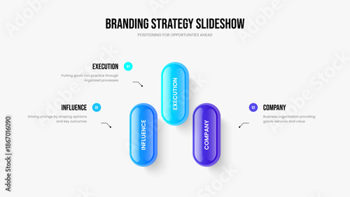 Project Visualization Slide Layout Vector Illustration. Company Solution Three Step Infographic Frame Design. Visual Insight 3 Option Diagram Presentation Template.