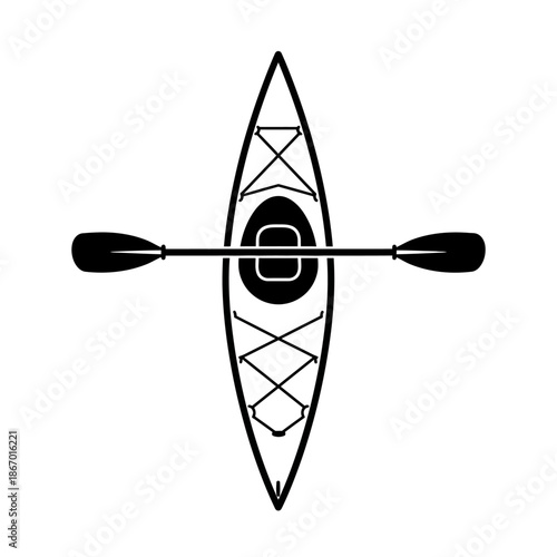 Top View Kayak and Double Paddle Silhouette Icon
