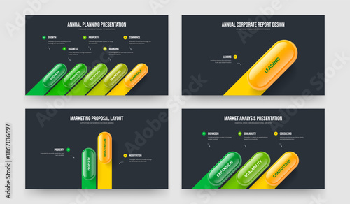 Marketing Showcase Five One Two Three Option Diagram Frame Template Vector Illustration Collection. Business Plan 5 1 2 3 Step Infographic Slide Layout Bundle.