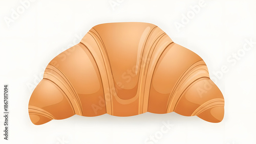 A detailed illustration of a fresh golden brown buttery croissant with flaky layers