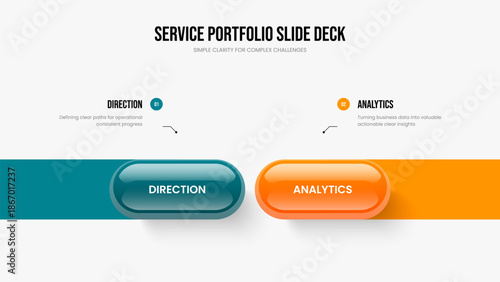 Creative Plan 2 Step Infographic Slideshow Template. Corporate Overview Two Element Diagram Presentation Design. Investor Proposal Frame Layout Vector Illustration.