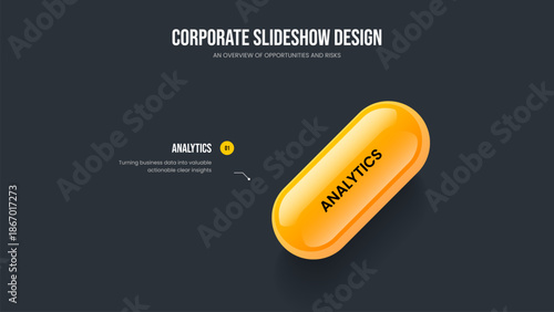 Financial Briefing Slide Design Vector Illustration. Modern Strategy One Option Infographic Frame Template. Sales Analysis 1 Element Diagram Presentation Layout.