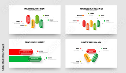 Market Plan Four Five Two Three Step Infographic Presentation Template Vector Illustration Collection. Marketing Report 4 5 2 3 Element Diagram Frame Layout Bundle.