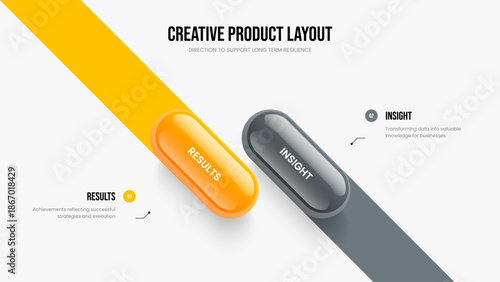 Enterprise Visualization 2 Step Diagram Frame Layout. Business Planning Two Option Infographic Slideshow Template. Market Proposal Slide Design Vector Illustration.