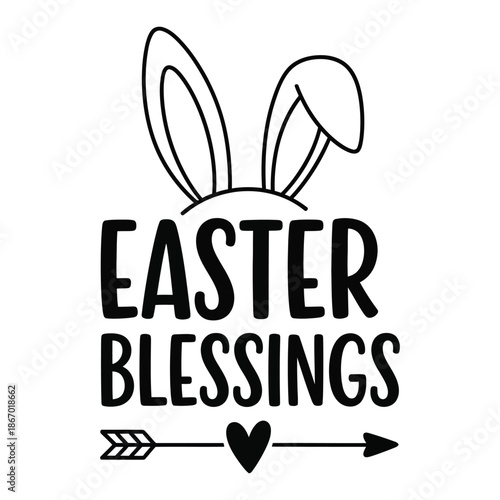 Easter Blessings Minimal Bunny Ears Typography Design